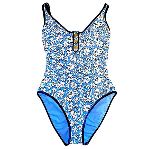 Lilly Pulitzer Baela One Piece Swimsuit in Lunar Blue/Palm Beach Petals NWT - 0 - Picture 6 of 8